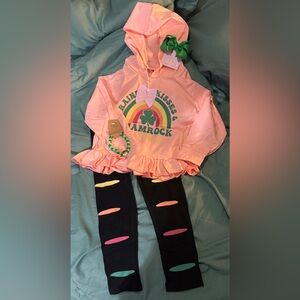 🐿️ ❤️Rainbow Shamrock Hoodie/ Black Leggings Set- New - BOUTIQUE-Many Sizes